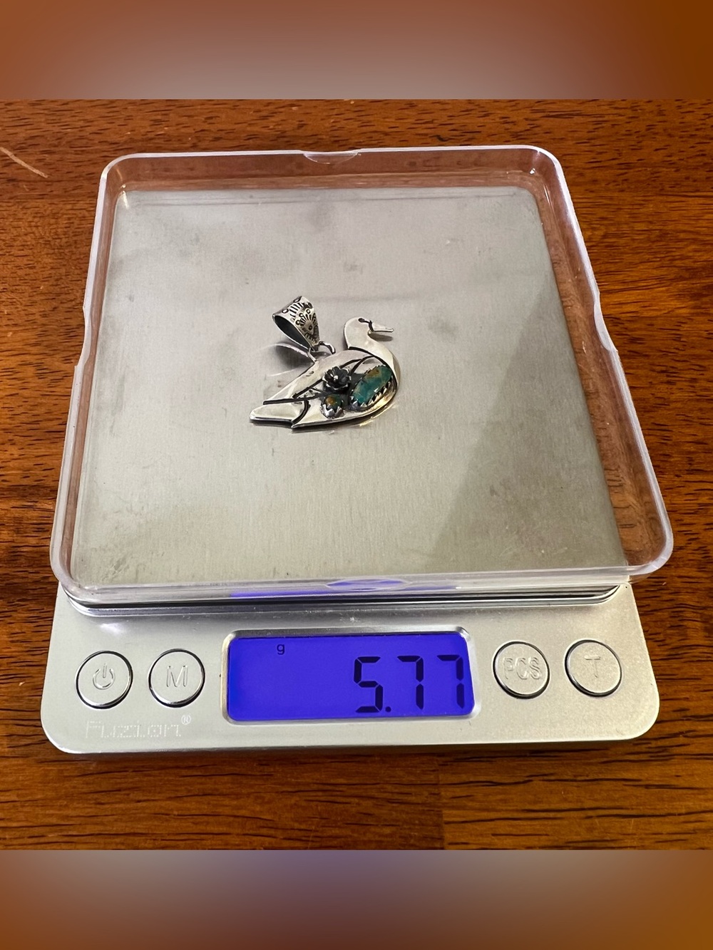 Sterling Silver Kingman Turquoise Duck Pendant - Picture 10 of 10